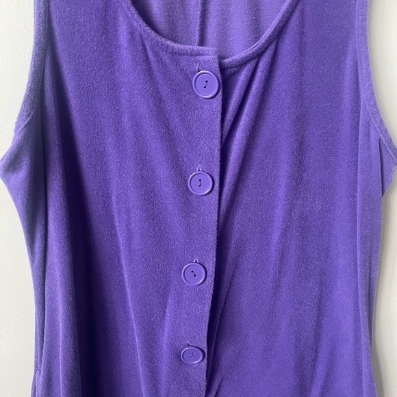 Vintage Purple Terry Cloth Romper 1980’s Purple Jumper 80’s Beach Cover Up - Picture 3 of 8